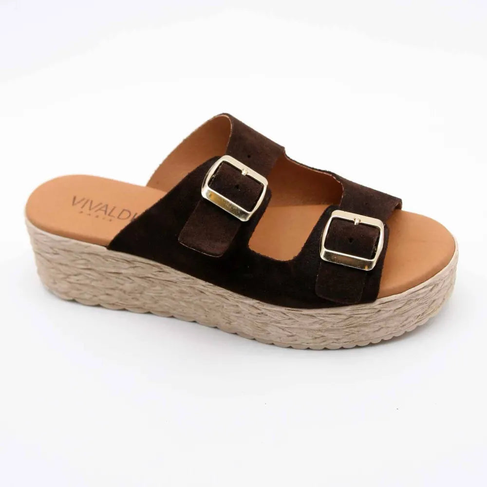 SANDALES 773 CUIR-VELOURS MARRON