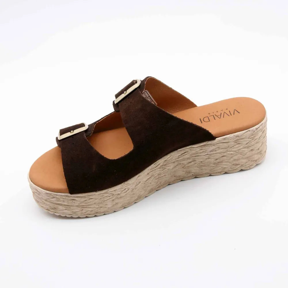 SANDALES 773 CUIR-VELOURS MARRON