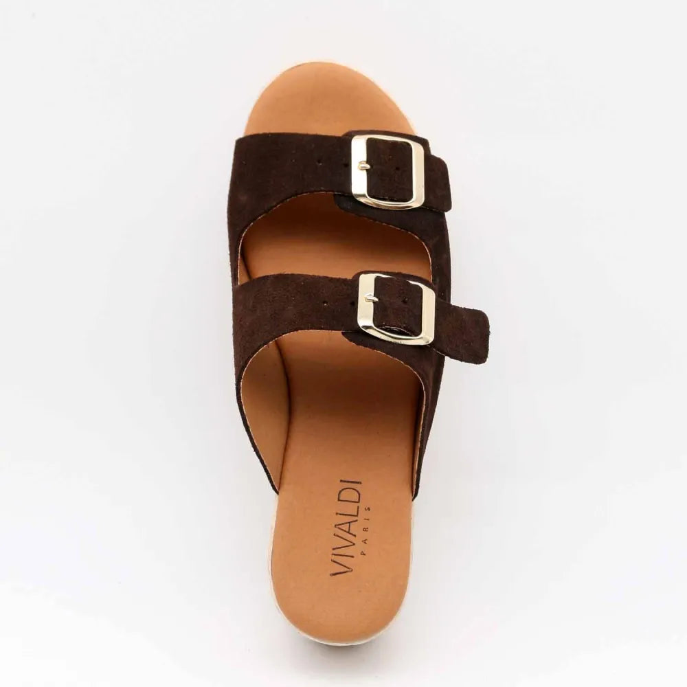SANDALES 773 CUIR-VELOURS MARRON