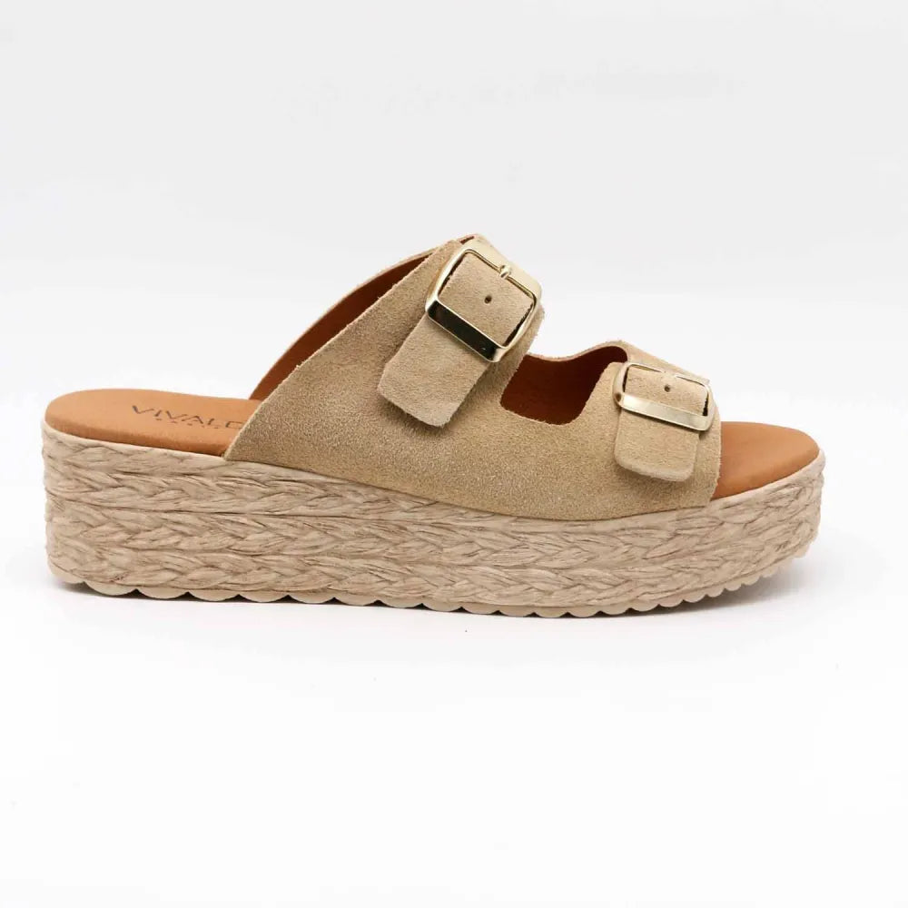 SANDALES 773 CUIR-VELOURS BEIGE