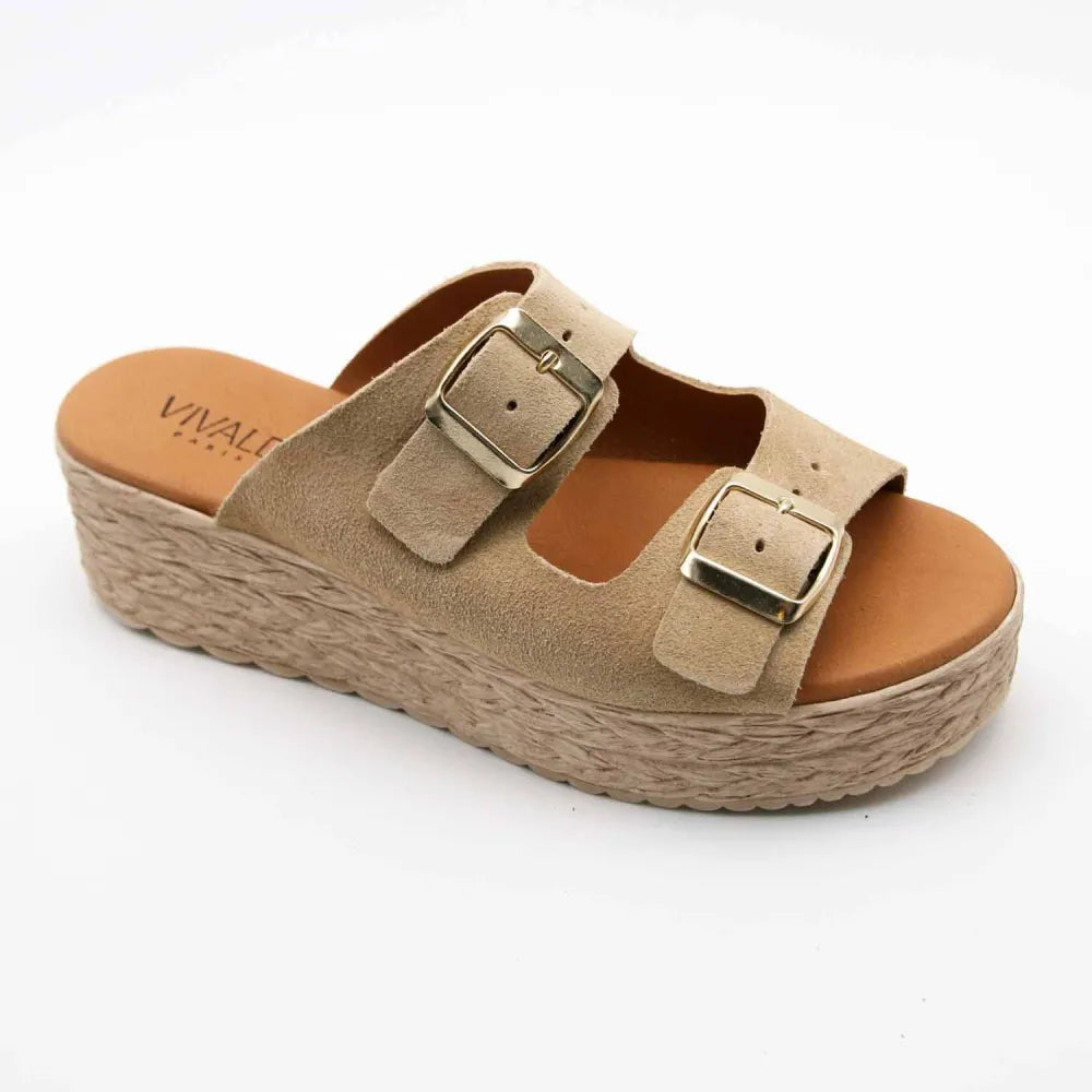 SANDALES 773 CUIR-VELOURS BEIGE