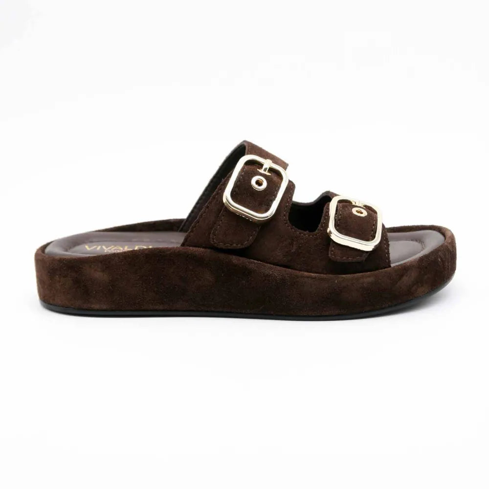 MULE-SANDALE RIO-1130 CUIR-VELOURS MARRON