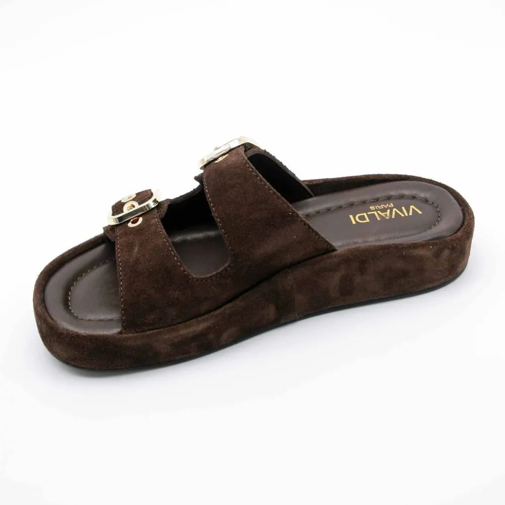 MULE-SANDALE RIO-1130 CUIR-VELOURS MARRON