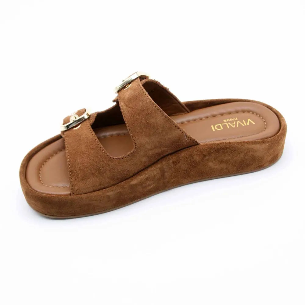 MULE-SANDALE RIO-1130 CUIR-VELOURS COGNAC