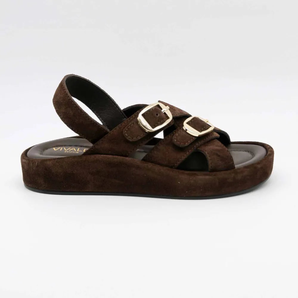 SANDALE RIO-1138 CUIR-VELOURS MARRON
