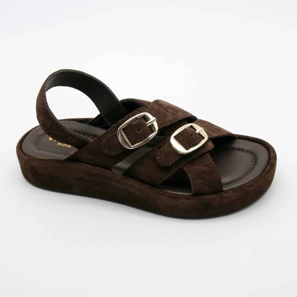 SANDALE RIO-1138 CUIR-VELOURS MARRON