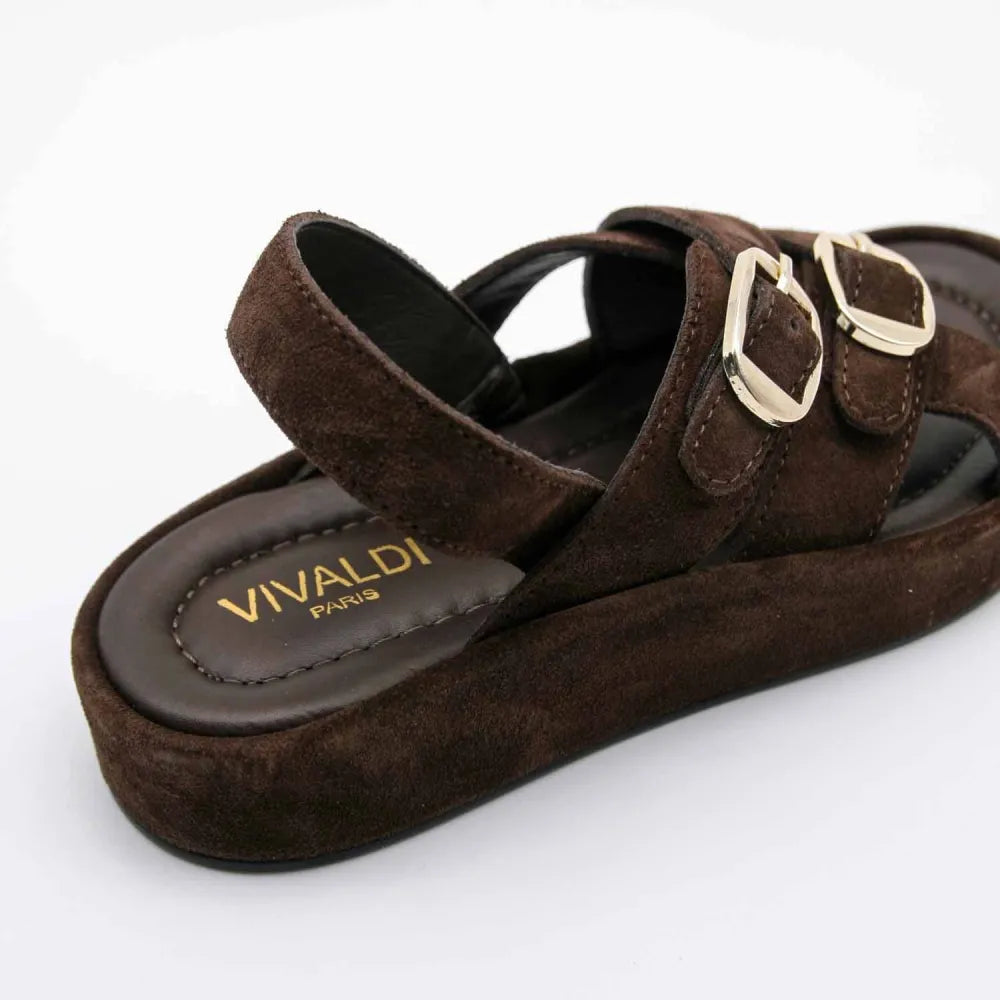 SANDALE RIO-1138 CUIR-VELOURS MARRON