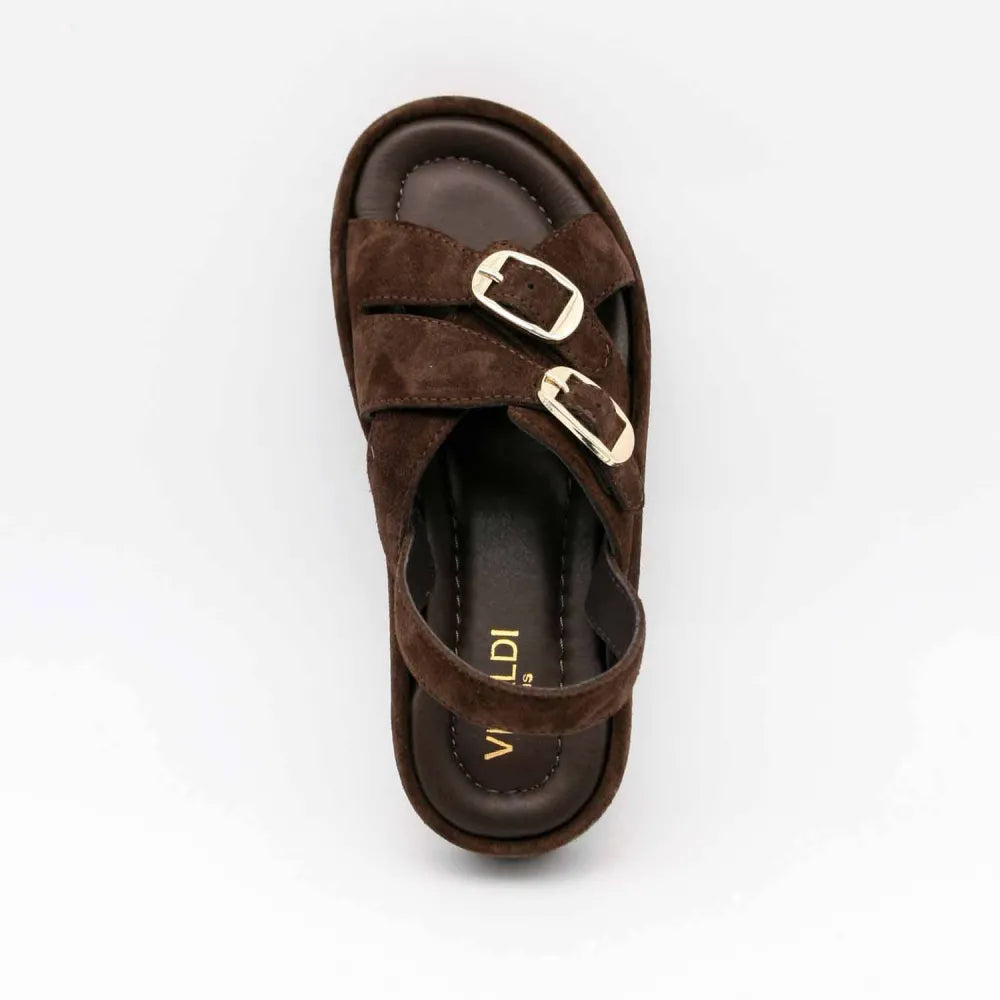 SANDALE RIO-1138 CUIR-VELOURS MARRON