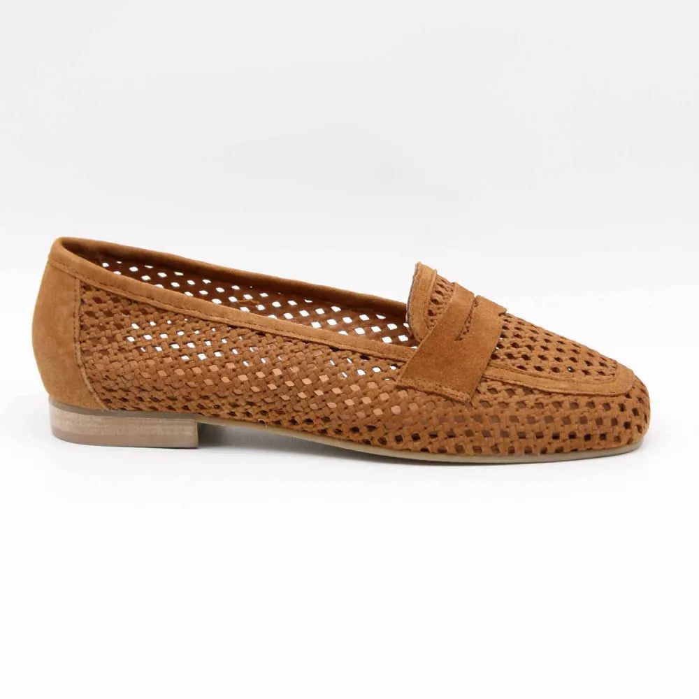MOCASSIN ELEONORE CUIR-VELOURS CAMEL