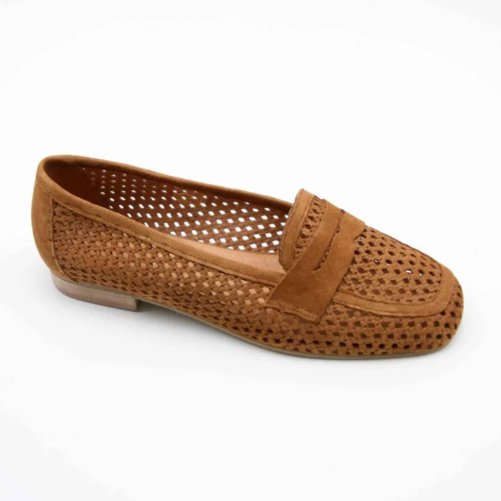 MOCASSIN ELEONORE CUIR-VELOURS CAMEL