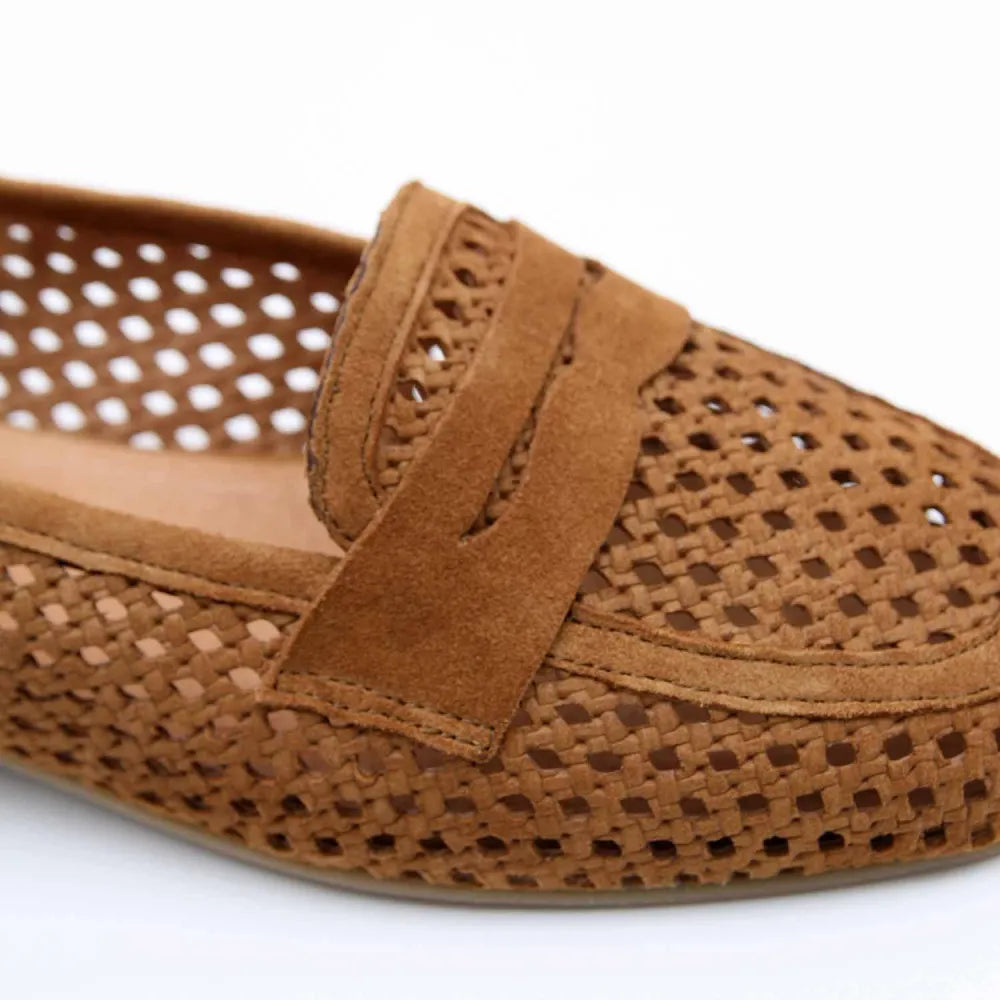 MOCASSIN ELEONORE CUIR-VELOURS CAMEL