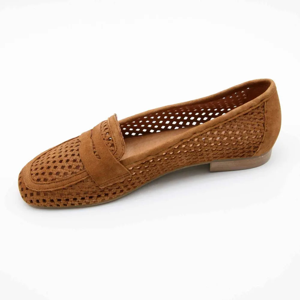 MOCASSIN ELEONORE CUIR-VELOURS CAMEL