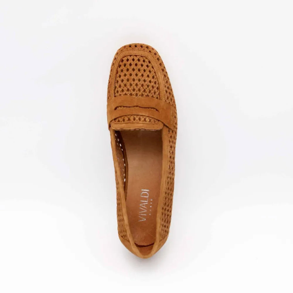 MOCASSIN ELEONORE CUIR-VELOURS CAMEL