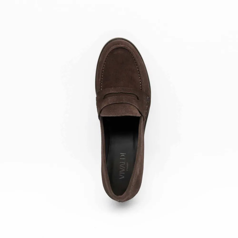 MOCASSIN CARIE CUIR-VELOURS MARRON