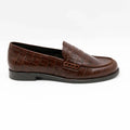 MOCASSIN CARIE CUIR IMPRIME CROCO MARRON
