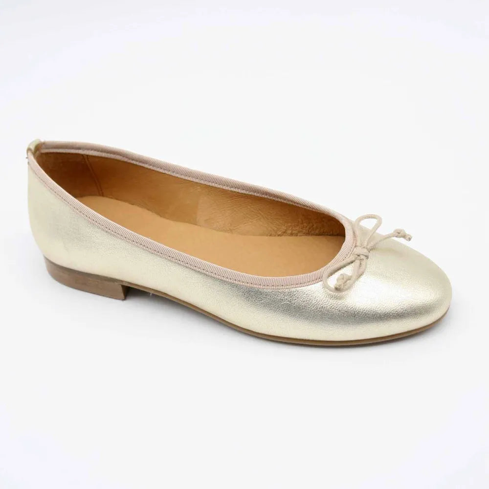 BALLERINES EMMA CUIR METALLISE PLATINE
