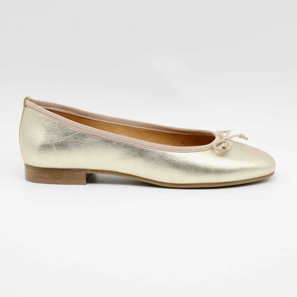 BALLERINES EMMA CUIR METALLISE PLATINE