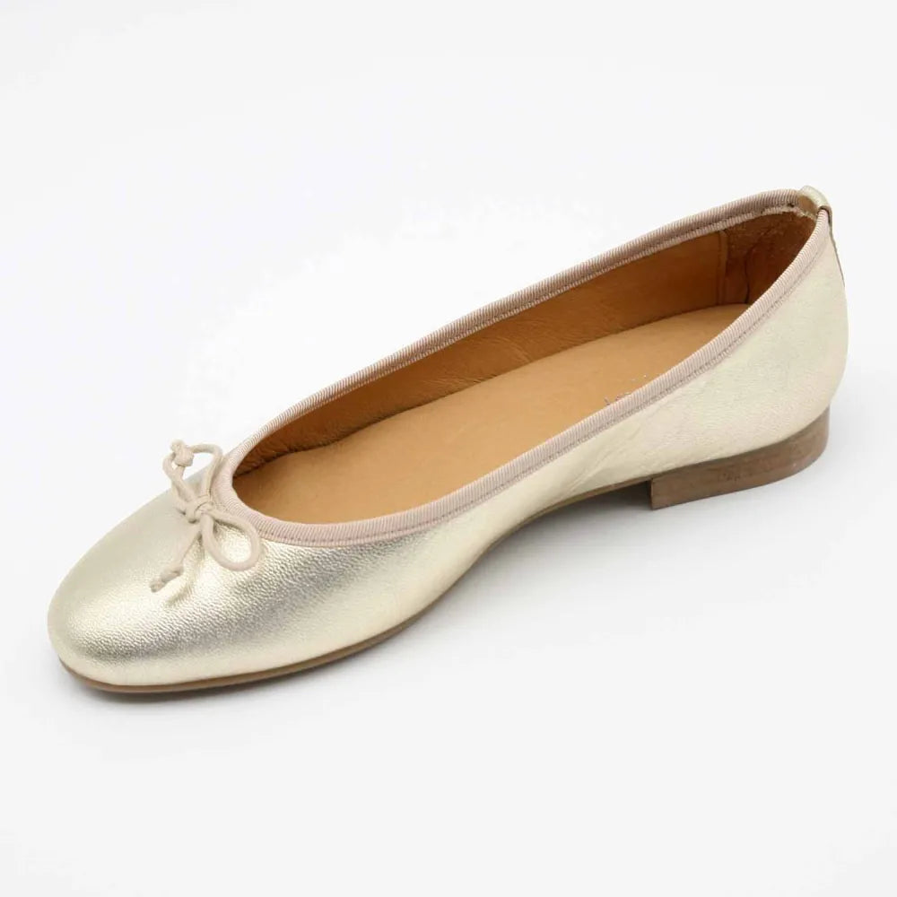 BALLERINES EMMA CUIR METALLISE PLATINE