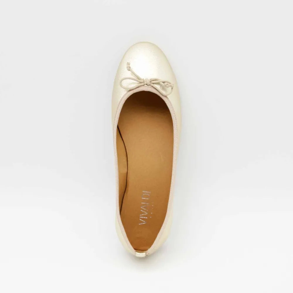 BALLERINES EMMA CUIR METALLISE PLATINE