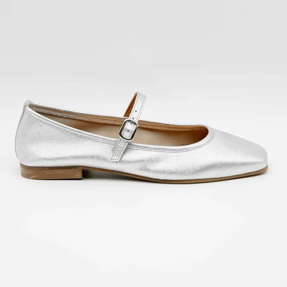 BALLERINE BABIES LOU CUIR-METALLISE ARGENT