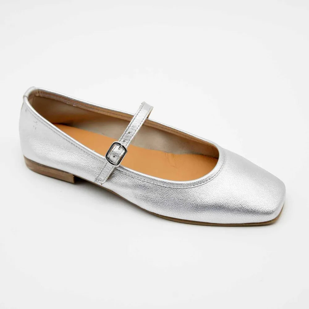 BALLERINE BABIES LOU CUIR-METALLISE ARGENT