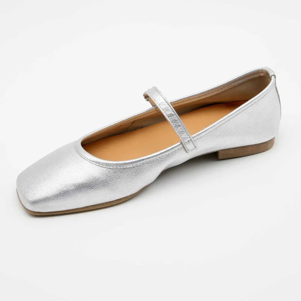 BALLERINE BABIES LOU CUIR-METALLISE ARGENT