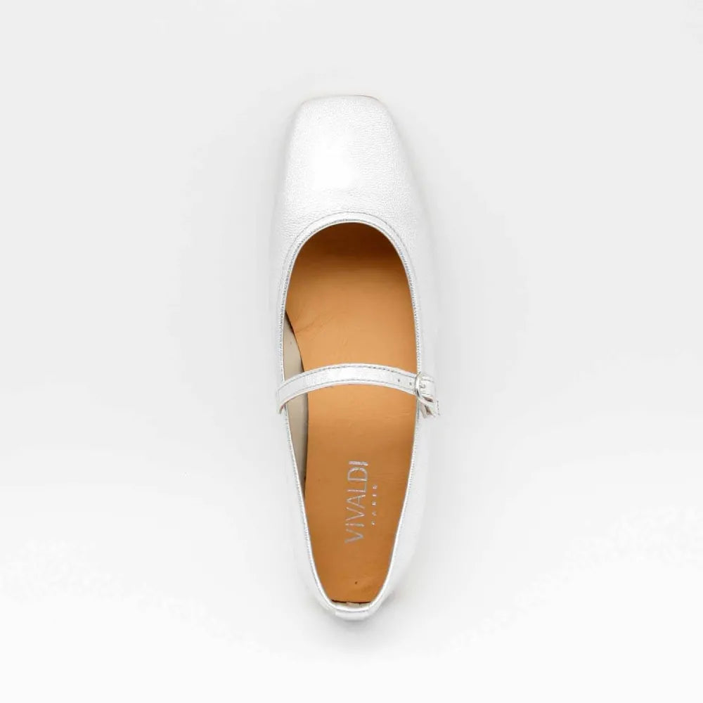BALLERINE BABIES LOU CUIR-METALLISE ARGENT