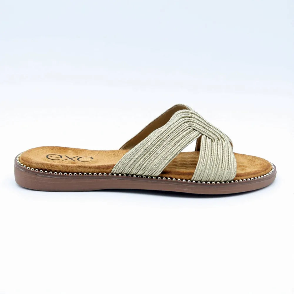 MULES 5 TOILE-MÉTALLISÉE OR