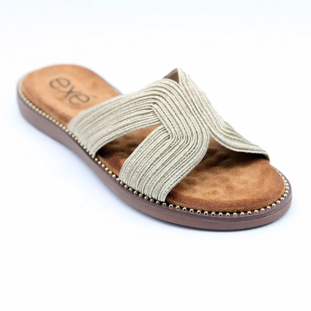 MULES 5 TOILE-MÉTALLISÉE OR