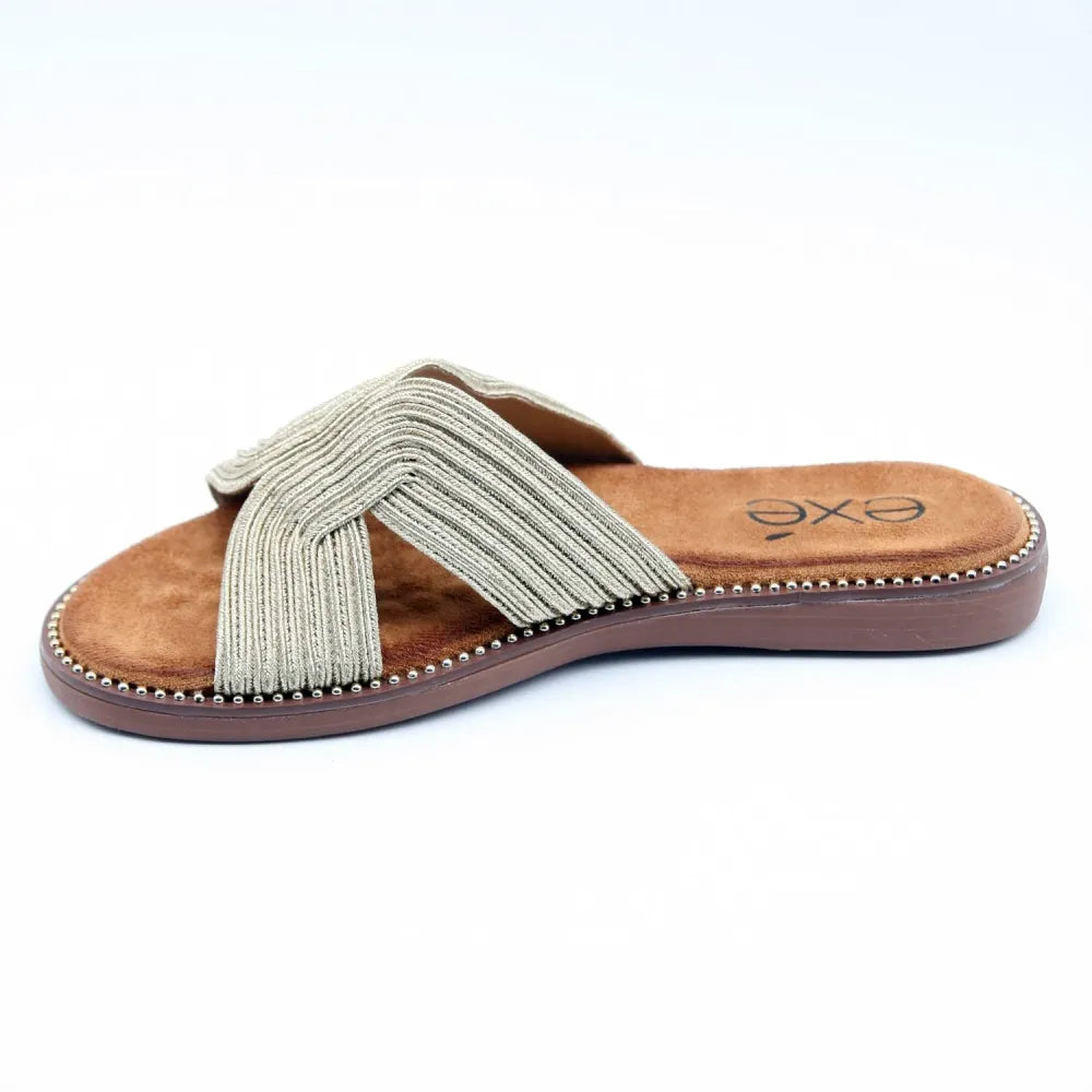 MULES 5 TOILE-MÉTALLISÉE OR