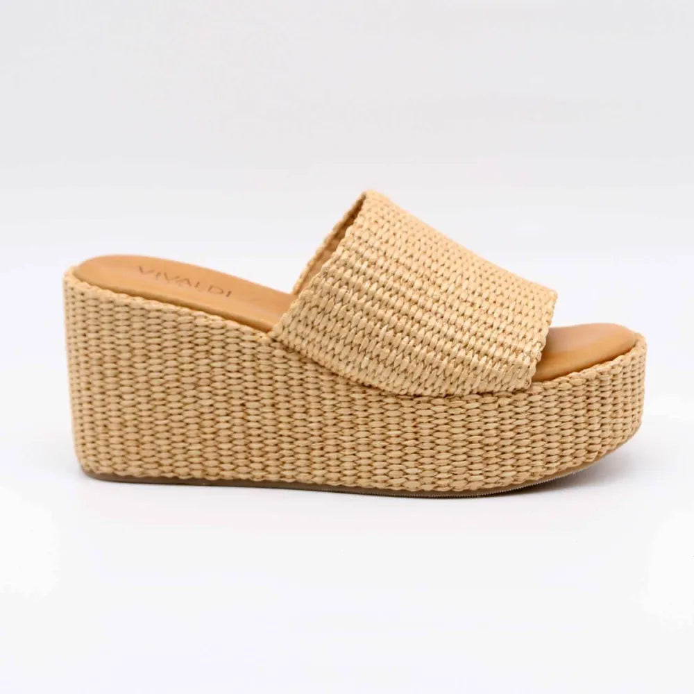 SANDALE COMPENSÉE 4284 RAPHIA BEIGE