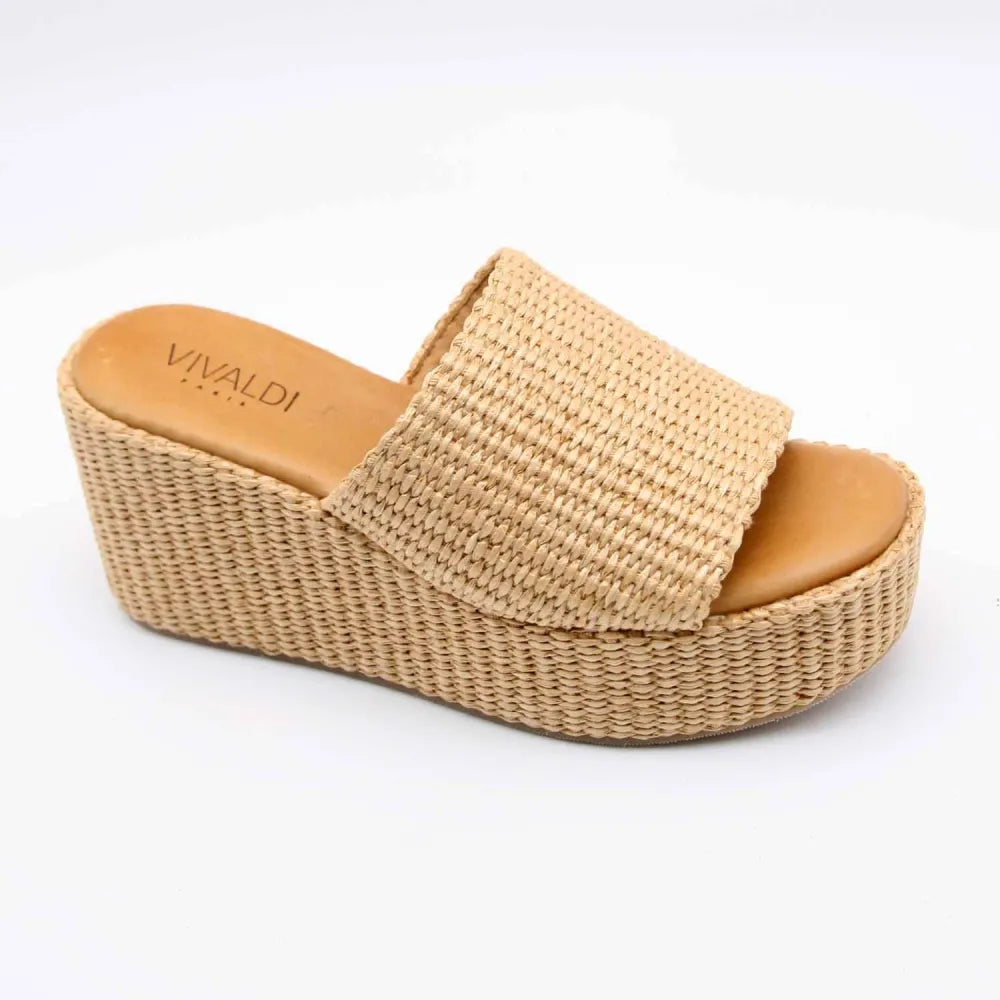 SANDALE COMPENSÉE 4284 RAPHIA BEIGE