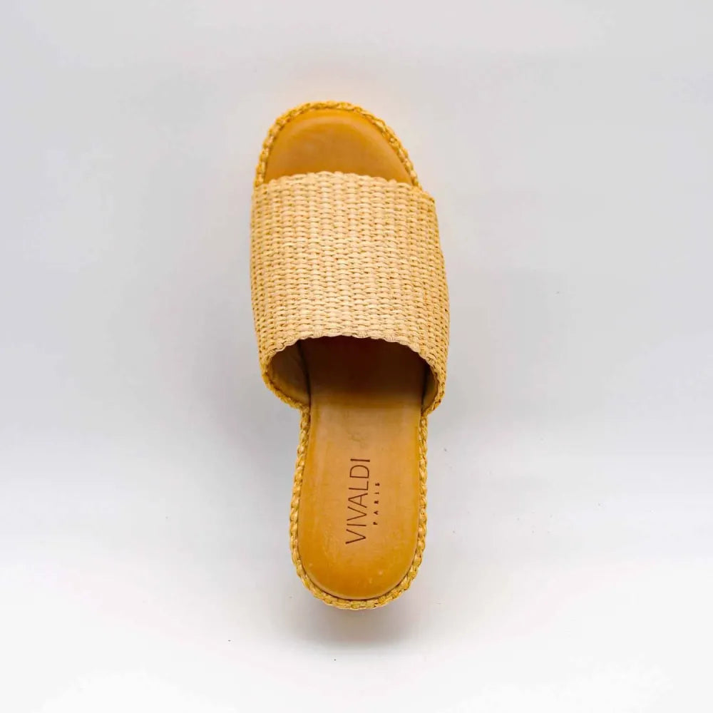 SANDALE COMPENSÉE 4284 RAPHIA BEIGE