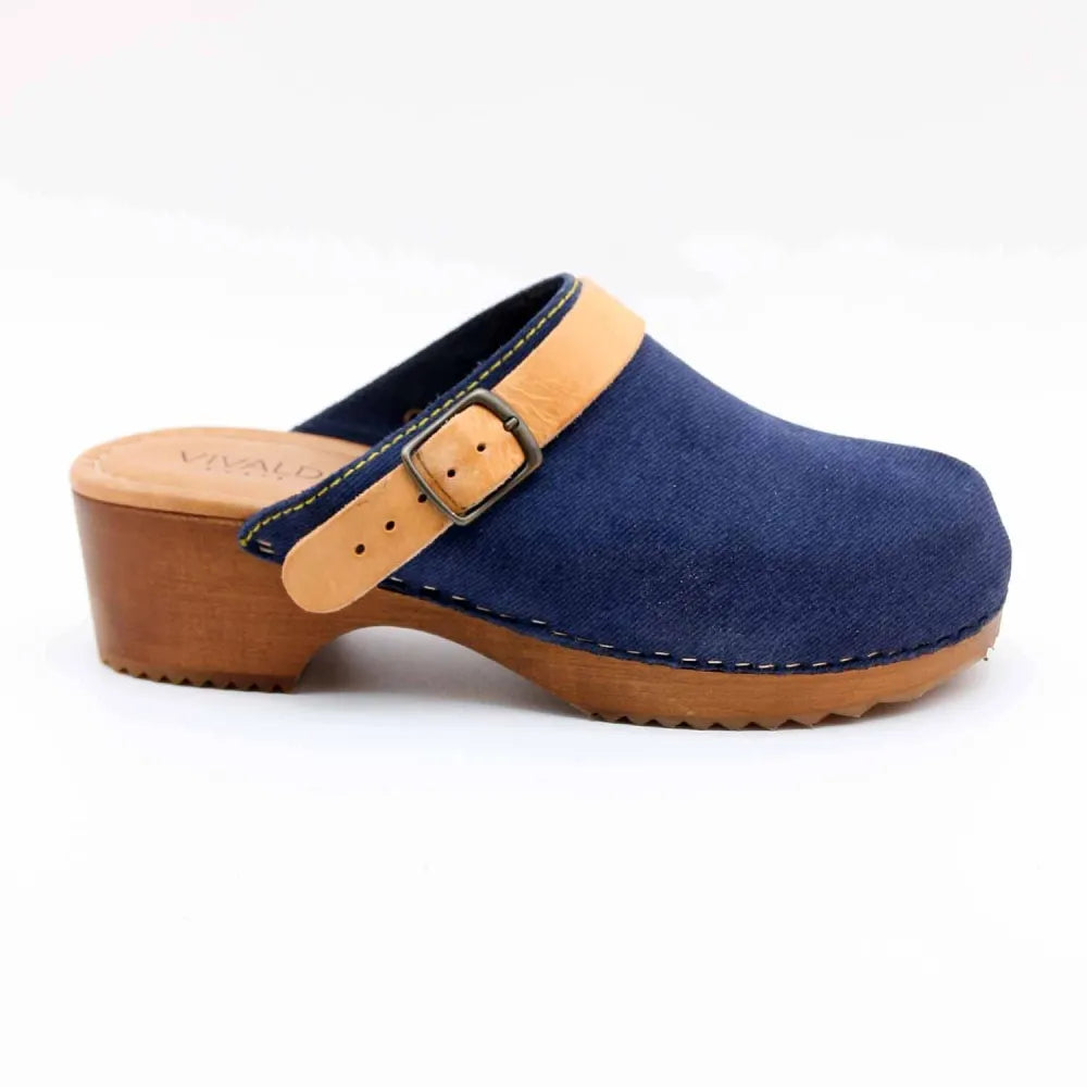 SABOT 7579 CUIR-VELOURS BLEU-JEANS