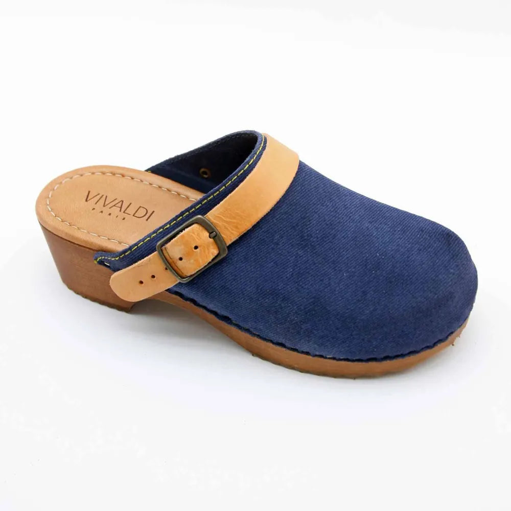 SABOT 7579 CUIR-VELOURS BLEU-JEANS