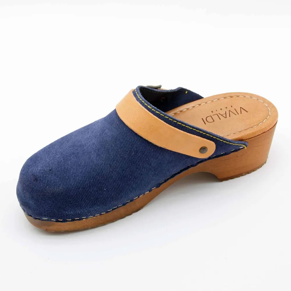 SABOT 7579 CUIR-VELOURS BLEU-JEANS