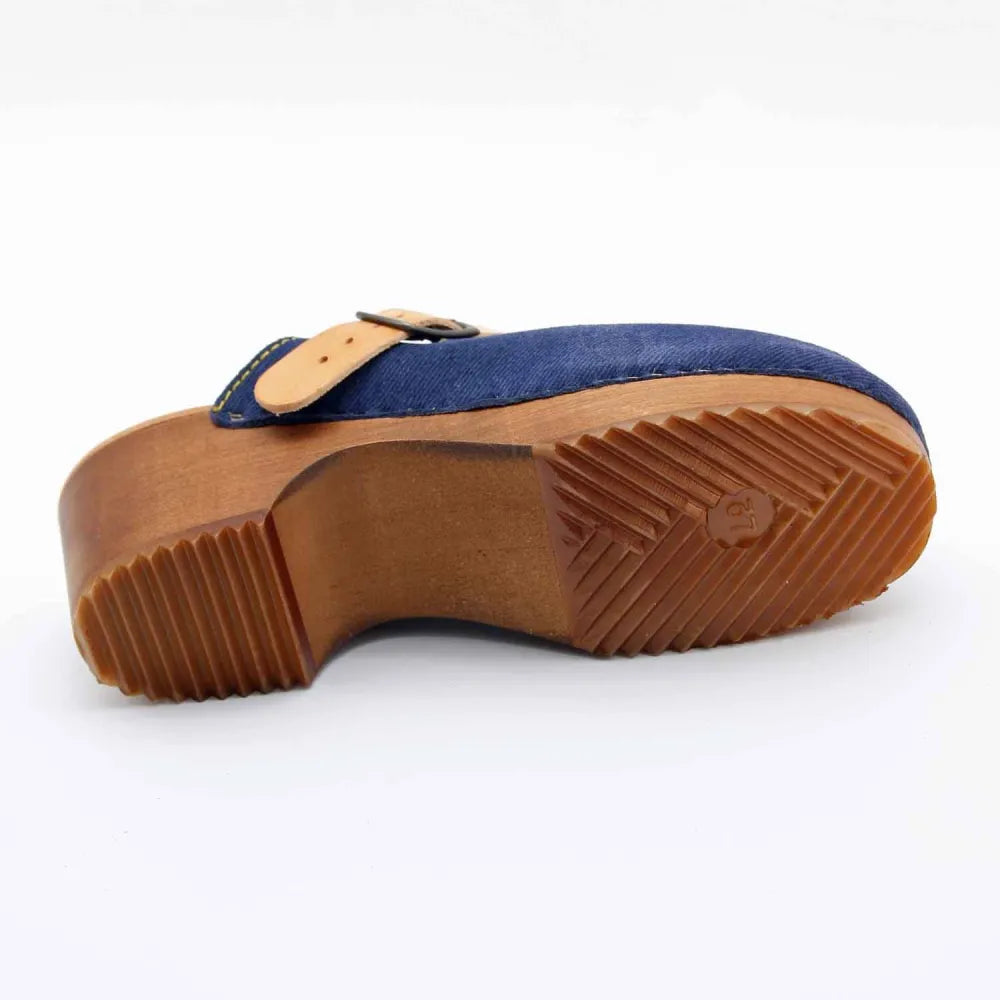SABOT 7579 CUIR-VELOURS BLEU-JEANS