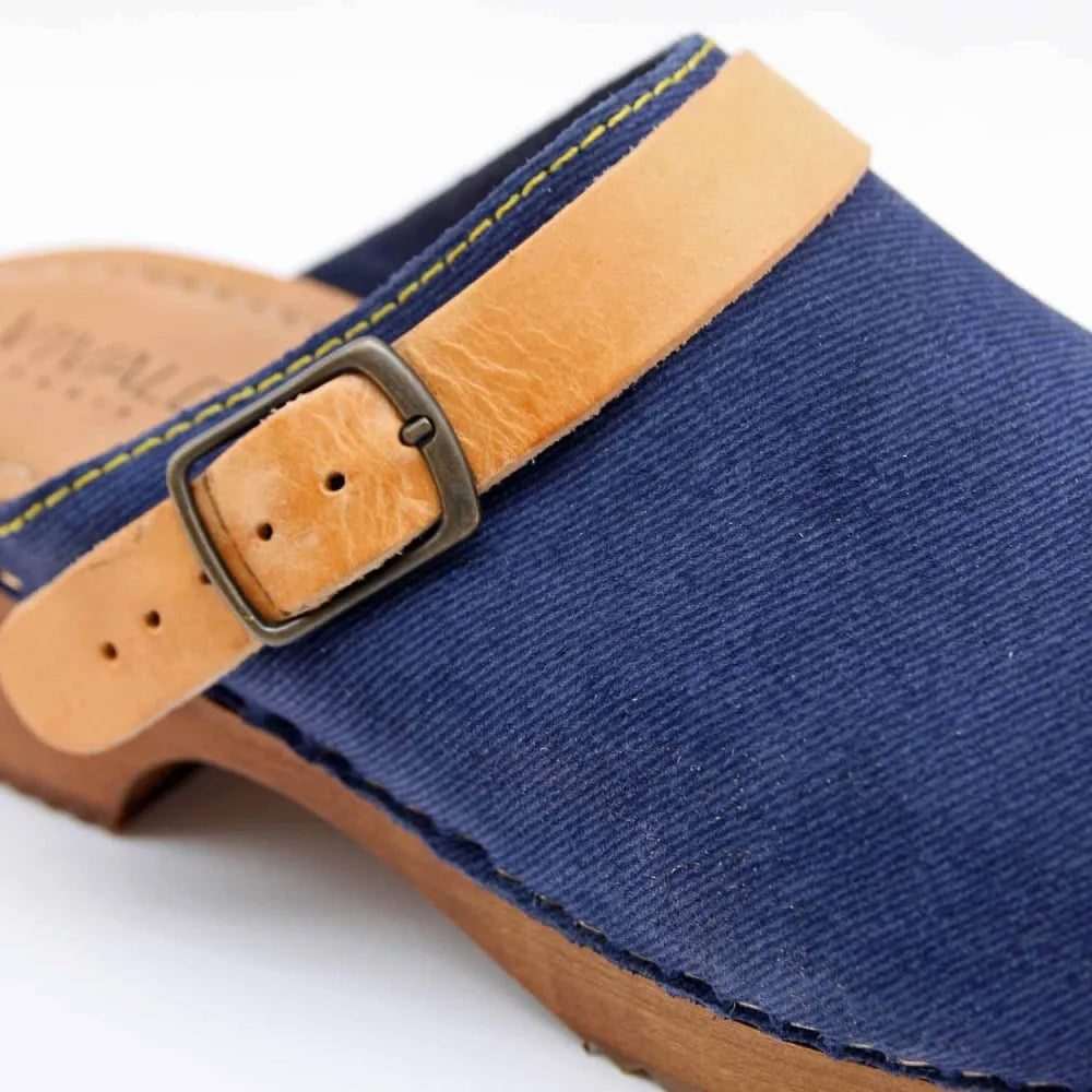 SABOT 7579 CUIR-VELOURS BLEU-JEANS
