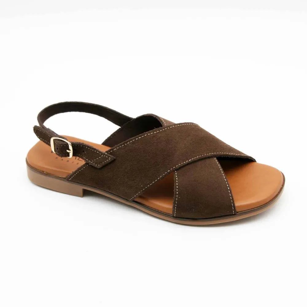 SANDALE 10662 CUIR-VELOURS MARRON