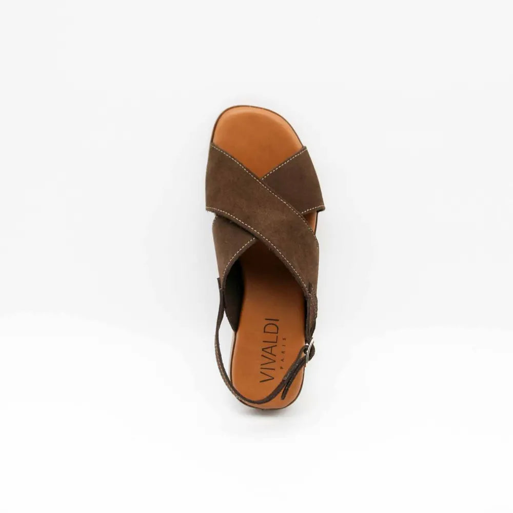 SANDALE 10662 CUIR-VELOURS MARRON