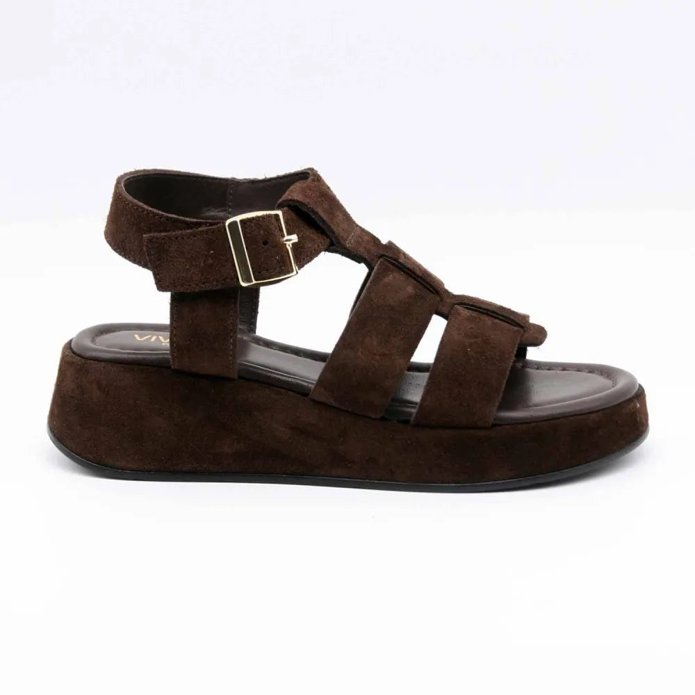 SANDALES GLR-1059 CUIR VELOURS MARRON