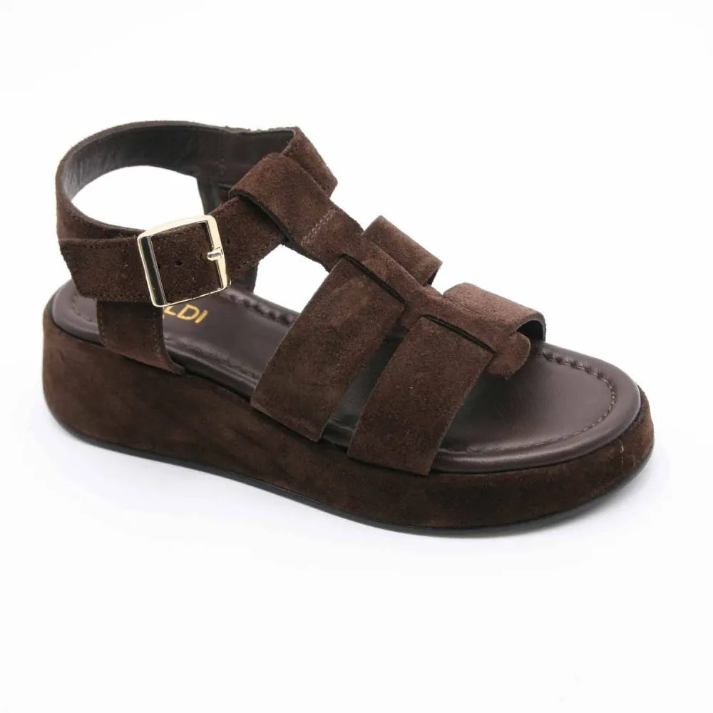 SANDALES GLR-1059 CUIR VELOURS MARRON