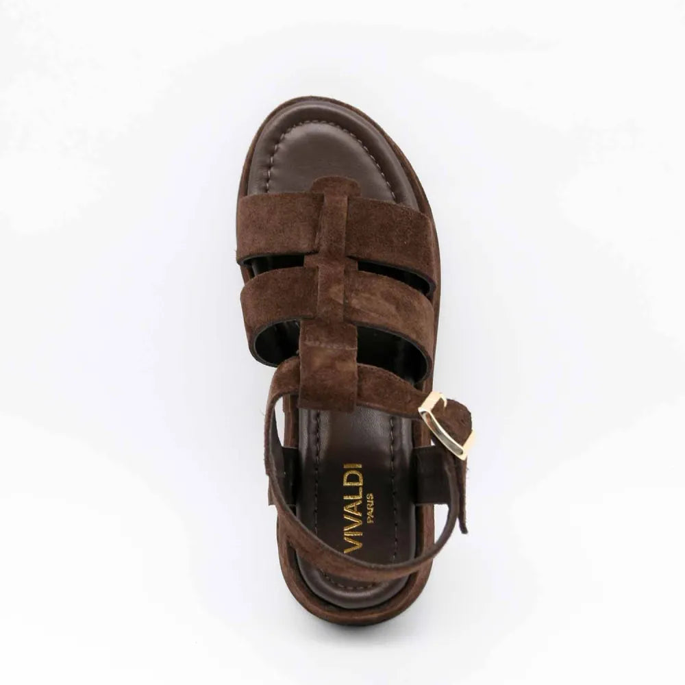 SANDALES GLR-1059 CUIR VELOURS MARRON