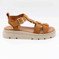 SANDALE VESUVE CUIR-VELOURS COGNAC