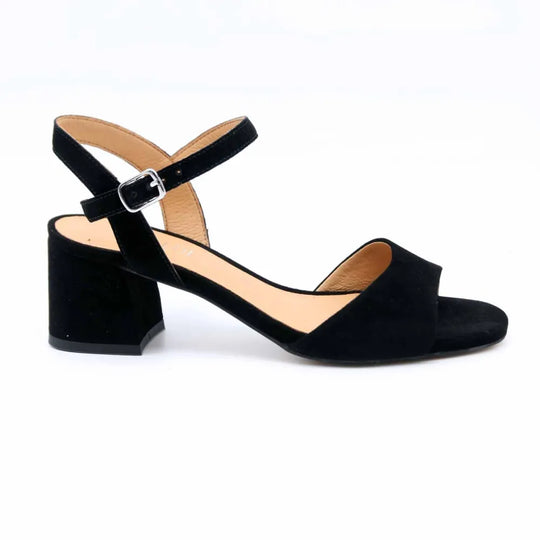 SANDALE SYRACUSE CUIR-VELOURS NOIR