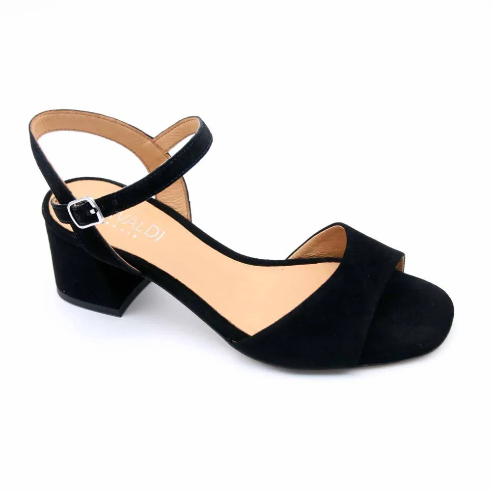 SANDALE SYRACUSE CUIR-VELOURS NOIR