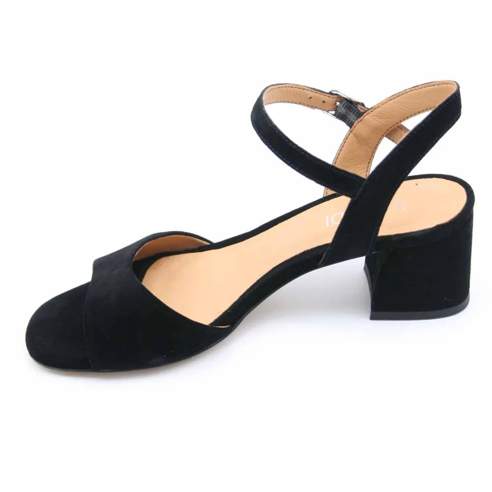 SANDALE SYRACUSE CUIR-VELOURS NOIR