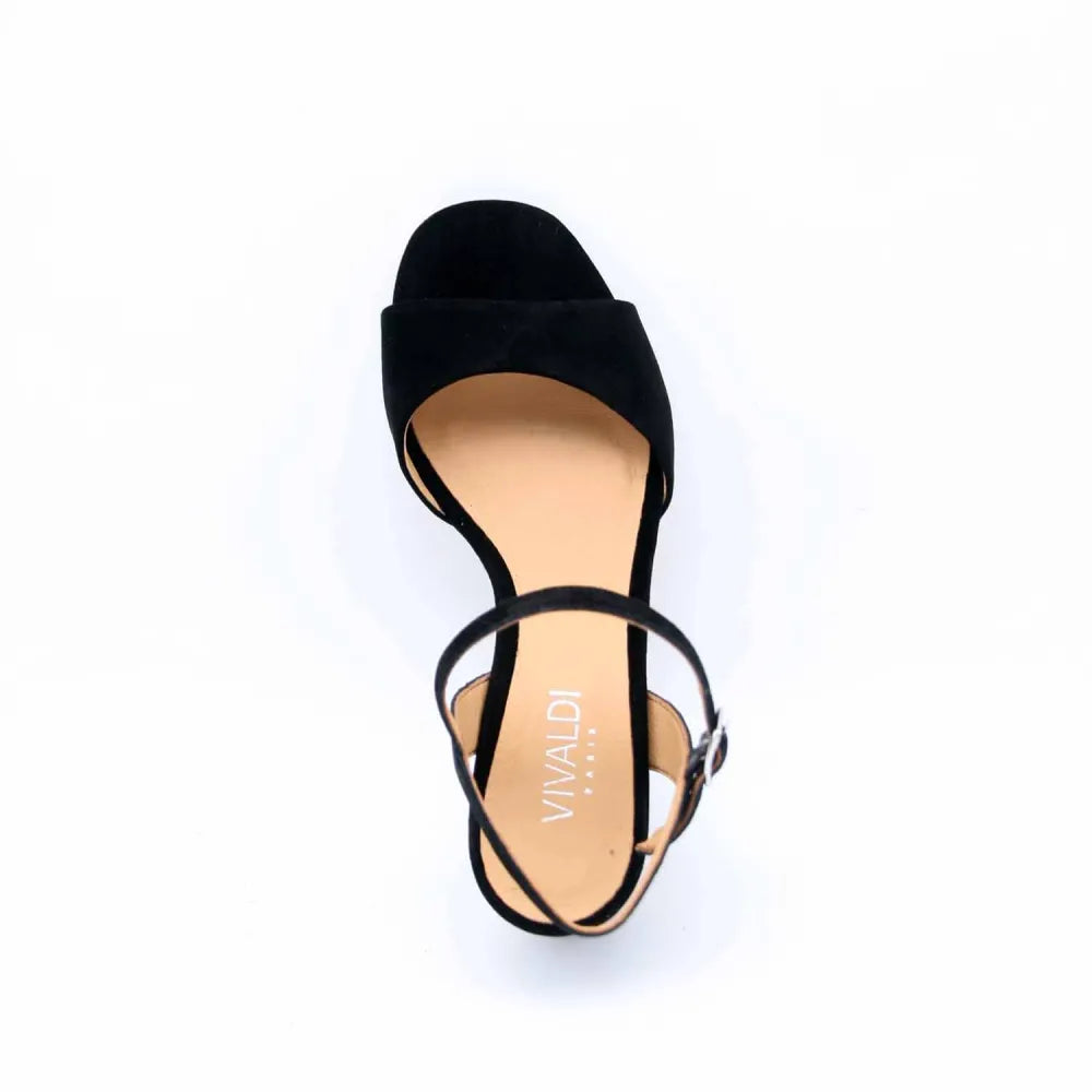 SANDALE SYRACUSE CUIR-VELOURS NOIR