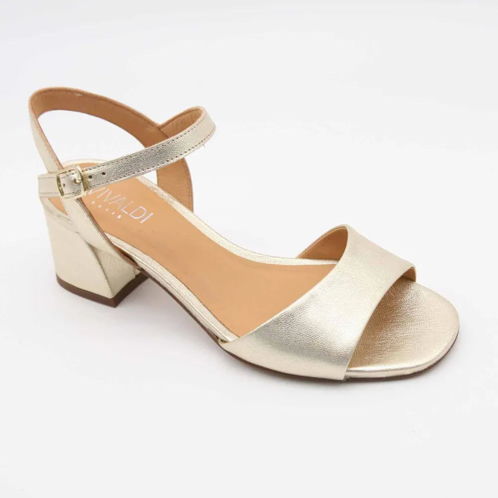 SANDALE SYRACUSE CUIR-METALLISÉ PLATINE