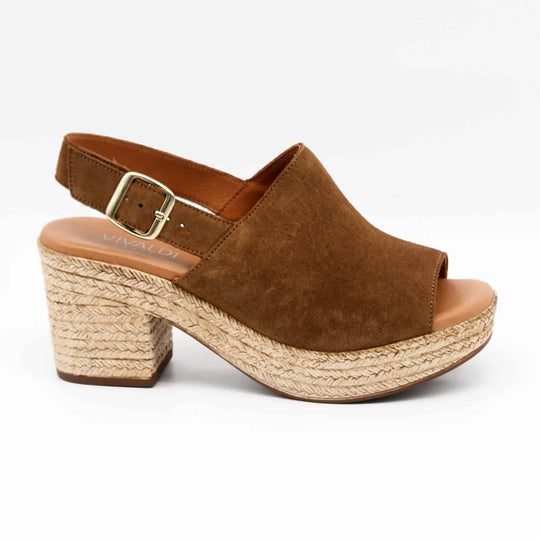 SANDALE NICE CUIR-VELOURS MARRON